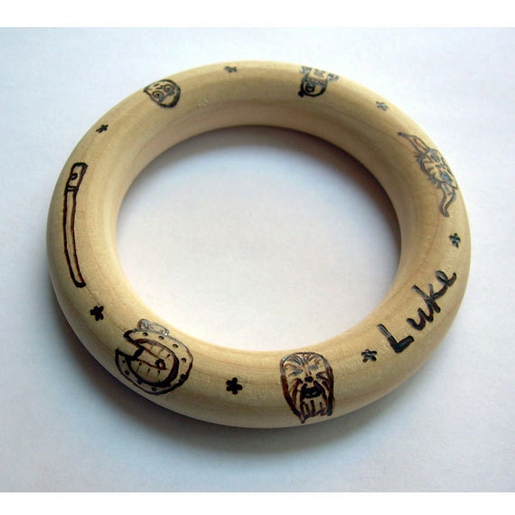 Star Wars Baby Teether - Wooden Teething Ring - Customizable