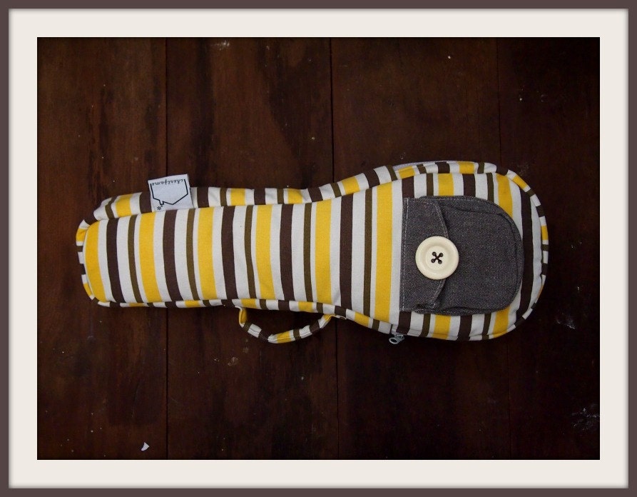 Brown Memory  - Yellow and Brown Stripe Ukulele Bag (Soprano Size) - Ready to ship