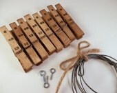 Personalized Clothespin Clothesline. Wedding Date. Baby. Birthday. Photo Frame. Picture Hanging. Home. Office. Kitchen. Nursery.