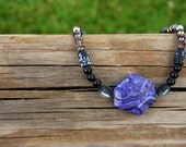 Purple Agate Necklace. Purple Agate Pendant. Gemstone Necklace