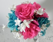 silk bridal bouquet and boutonniere