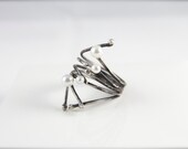 Pearl Sterling Silver Ring-Sterling Silver Pearl Branches Ring-Statement Ring-Under 70