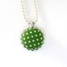 Green Polka Dot Necklace, Jewelry,  Pendant, Ball Chain, Fabric, Spring