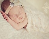 baby headband girls feather golden tan beige with darker edges ready to ship in any size free shipping