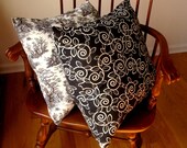Brown Leaves and Toile Pillow Cover Set, Washable Slipcover, 18 Inch, Set of Two