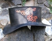 Leather Steampunk Riding Hat with Gears - Black & Red - Designed by Brian Scott at BSD Studios