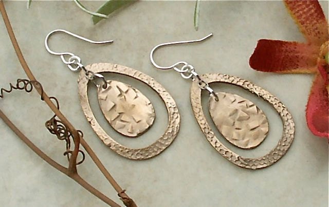 Artisan Handmade Bronze Double Teardrop Earrings