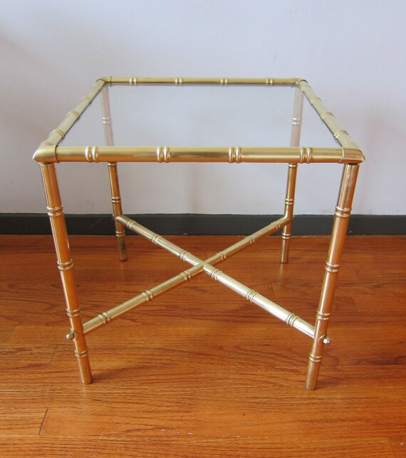 Brass Bamboo Side Table Hollywood Regency Styling
