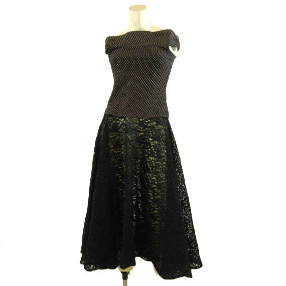 Vintage Black Lace Circle Skirt
