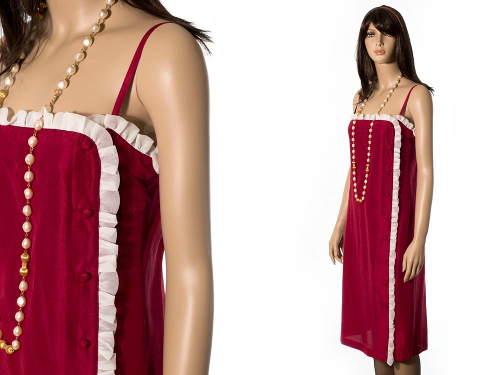 Vintage red tent evening dress size small S. Flapper inspired frock