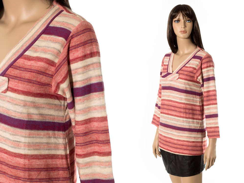 Vintage space dyed sweater top size small S. Striped pullover