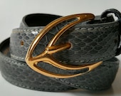 Vintage Gray Genuine Snakeskin Belt