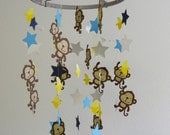 Monkey, Banana and Star Baby Mobile