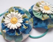 Daisy Blue Ponytail Holders