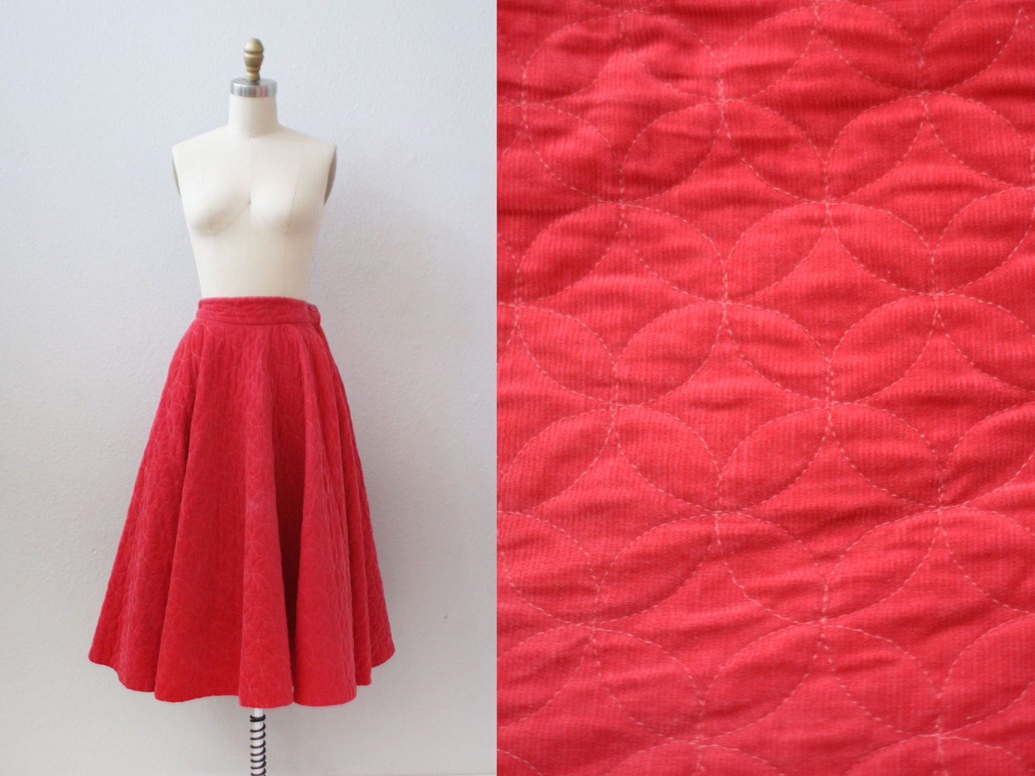 1950s skirt / QUILTED CIRCLES Skirt / Very Full Skirt /