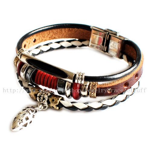 jewelry bangle leather bracelet fashion bracelet women bracelet men bracelet cuff made of leather cotton ropesmetal  sh-02031022