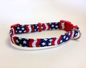 Patriotic Flag Stripes Dog Collar size Small