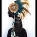 MADE TO ORDER Midsize Cream & Teal Warrior Style Headdress