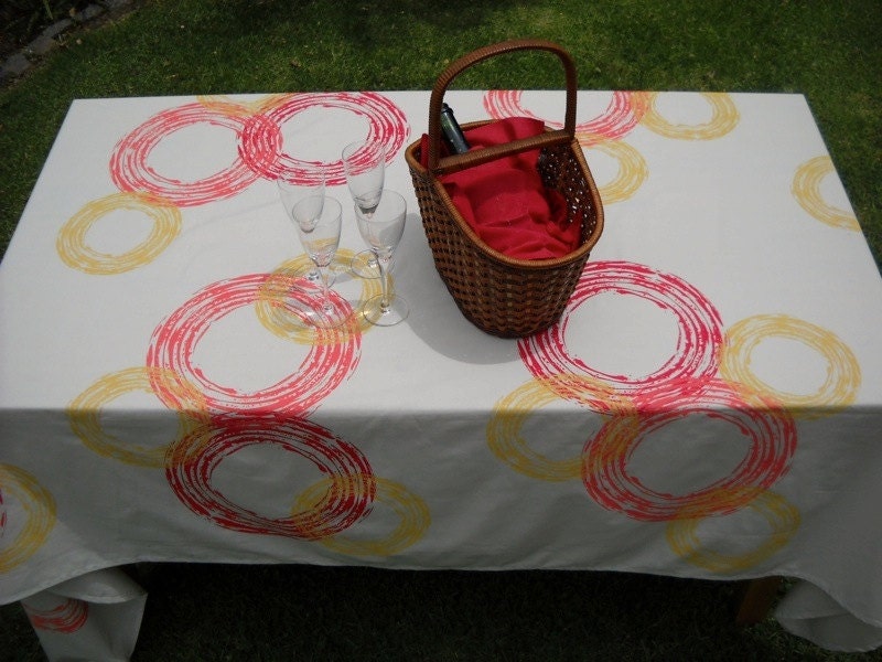 TABLECLOTH / TABLE COVERS one of a kind- rectangle, hand screen printed
