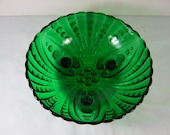 Vintage Green Bubble Bowl Emerald Anchor Hocking Burple Burpie Footed Fruit Serving