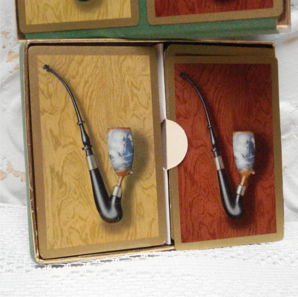 Vintage Smoking Pipe Duratone Double Deck Cards Complete 1 Unused