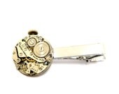 Mens Tie Clip, Steampunk Watch Movement Tie Tack, Steampunk Clothing Accessories