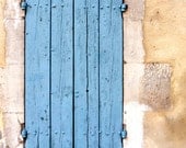 French blue shutters 5x7 print, shabby chic, distressed, old, wall art, home decor