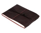 Antique Burgundy Leather Journal or Leather Sketchbook, Large Sized, Handbound Photo Album