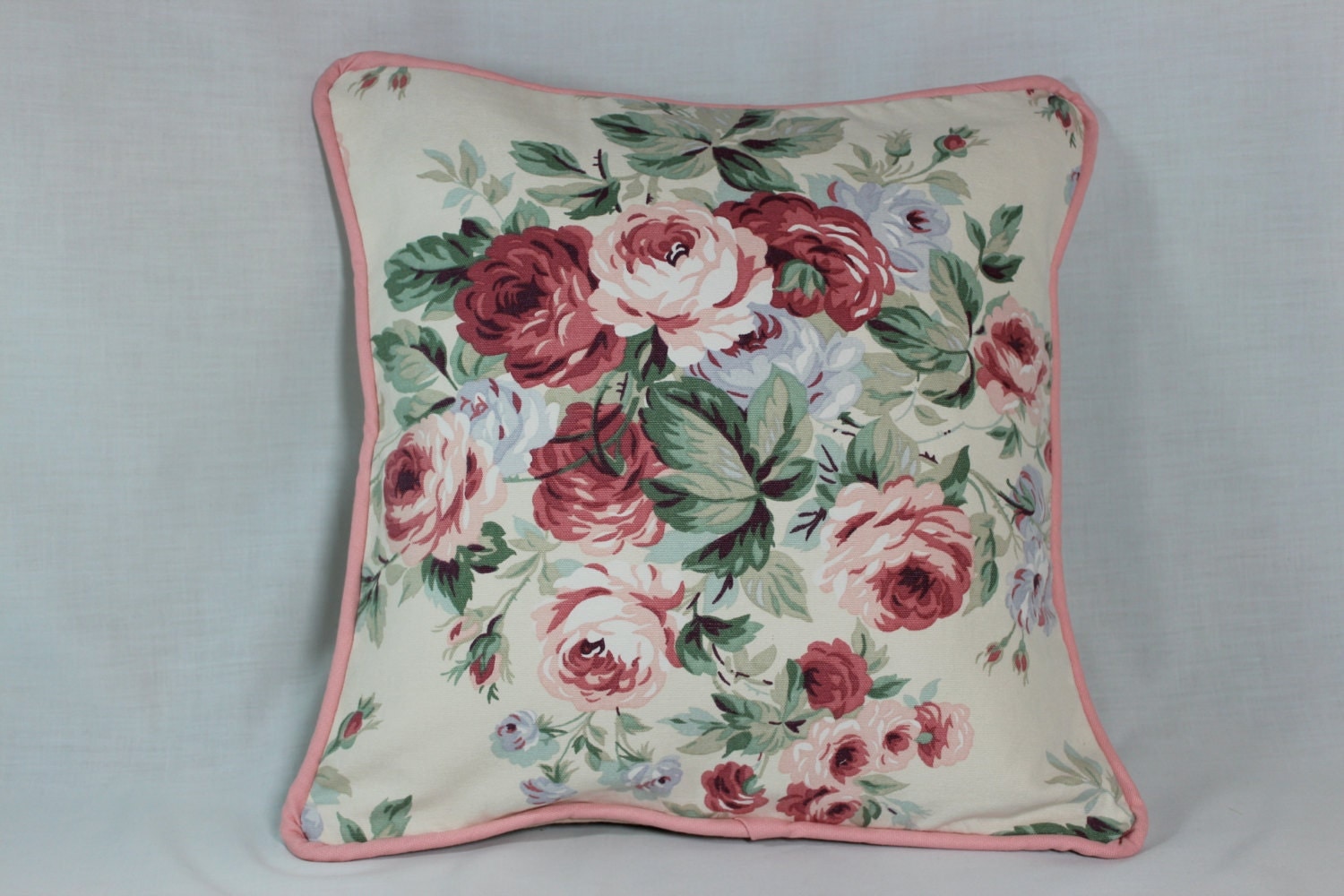 Cabbage Rose Shabby Chic Throw Pillow Cover by ozmamade on Etsy