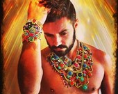 PureEssentia Original Custom One of a Kind Pastel and Neon Handpainted Vintage Rhinestone Necklace (Example)