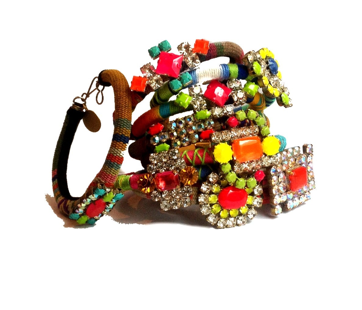 SS2012 Vintage Rhinestone Friendship Bracelet - Neon BOHO LUST (Pre Order) As seen on the BagHag Diaries