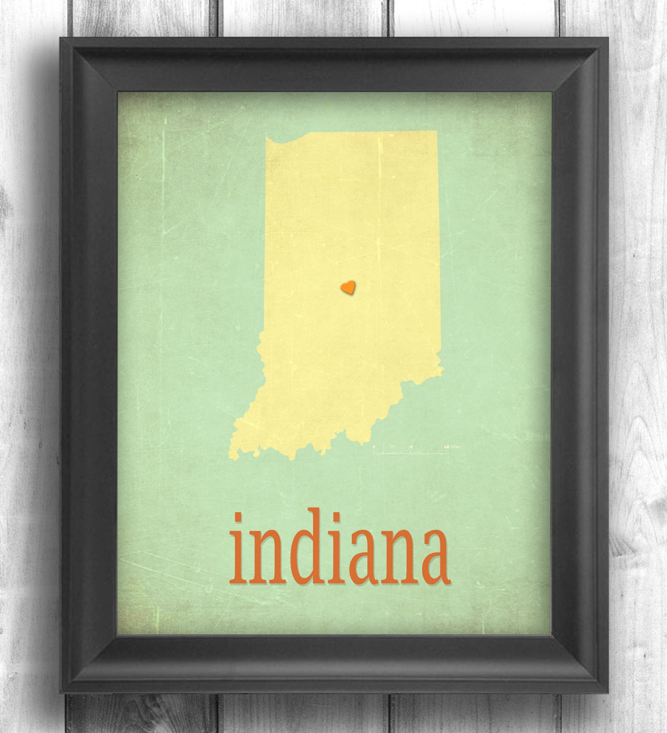Indiana Giclee Typographic print map art state poster wall sign choose your color - 11x14 Typography
