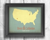 Personalized engagement gift Wedding sign State map print Wall decor - Any location - Wedding gift Engagement gift - 11x14 Typography