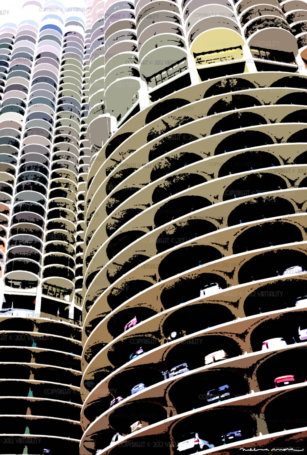 Marina Towers: Chicago Architectural Photography - Pop Art - Print of Original Artwork