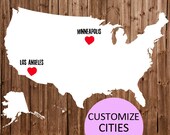 United States, Minnesota, California, Texas Map Illustration size A4 (11,8x8,3 inches)