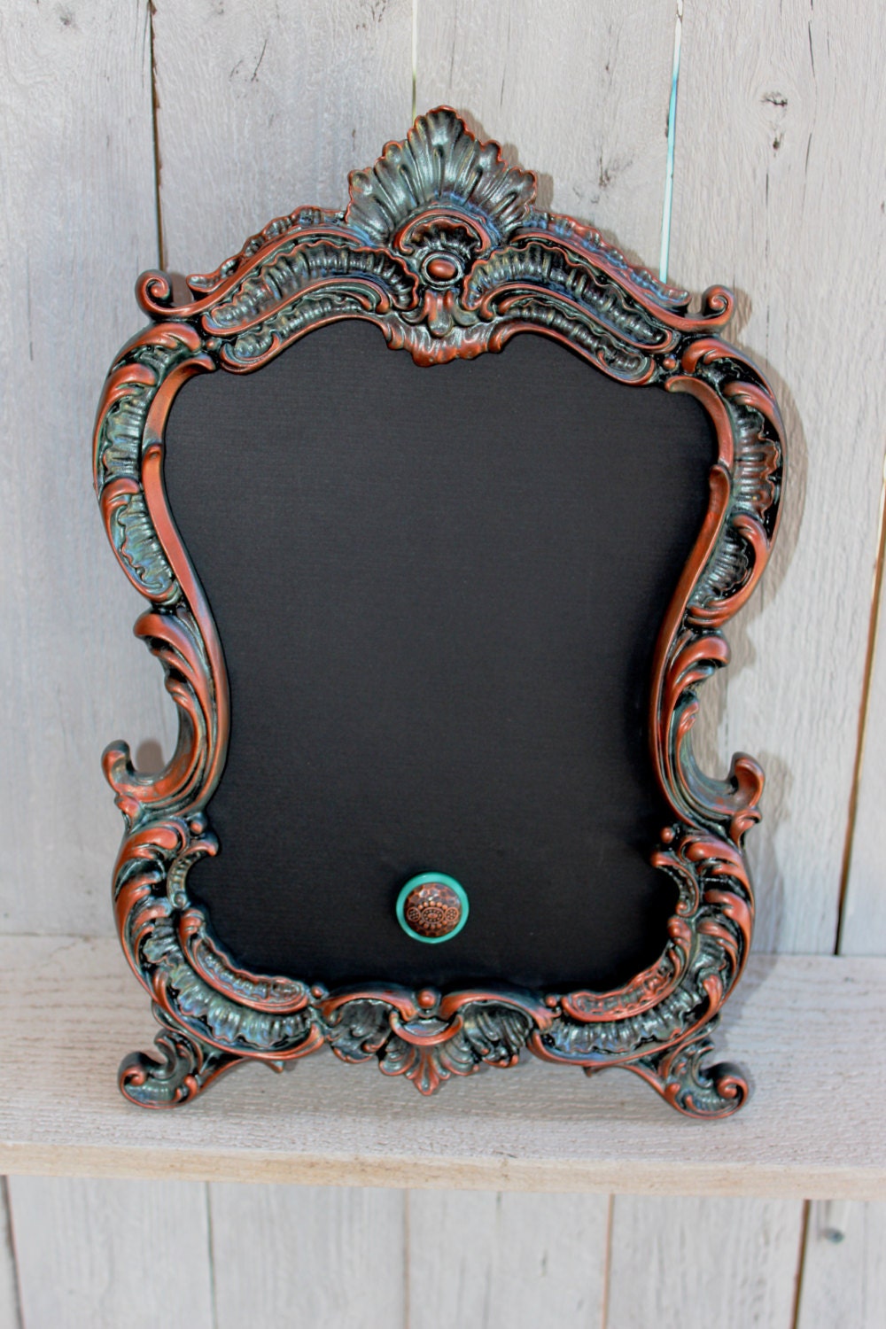 CHALKBOARD- Verdigris Blue frame with Copper High Lights Baroque Magnetic Chalk Board- Wedding Sign, Wedding Table Numbers- great gift Idea