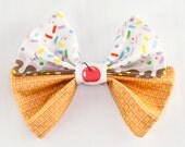 Fairy Kei Dripping Icing Sprinkles Waffle Cone Candy Hair Bow Headband