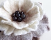 Hand Felted Flower Brooch, Wool Felt Jewelry ,Felted Flower"Morning Dew"(MADE TO ORDER)