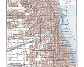 Vintage City Plan Chicago United States Street Map 1920s