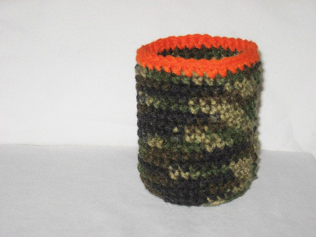 Hunter Camo and Orange (or Pink) Can Cozy Beer Soda Pop