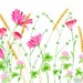 A3 Original floral painting - Wild pink red green flowers - Irish clover painting - st patricks day