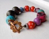 Colour Rose - handmade bracelet, bead bracelet, rose jewelry, colourful bracelet, boho jewelry, eclectic bracelet, chunky bracelet