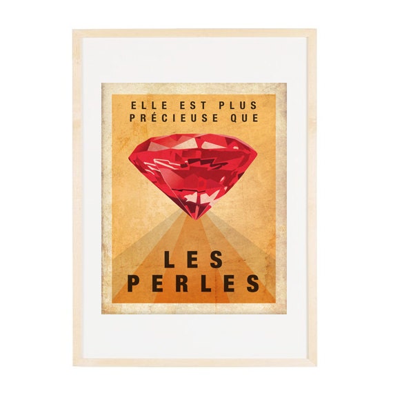 More precious than rubies - In FRENCH Vintage inspired Poster 8x10 Art Print