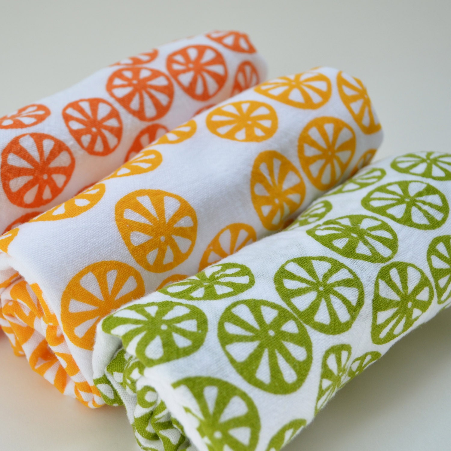 Flour Sack Dish Towel - Citrus Slice: Yellow, Orange or Green