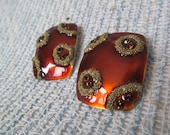 Vintage Statement Post Earrings Burnt Orange Huge Awesome 80s Fashion Flashback