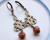 Summer Sale: Delicate Dusty Rose Art Deco drop earrings