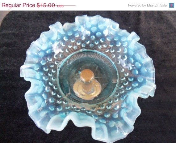 Vintage Candy Dish Home Decor Houseware Serving Aqua Glass Brass Base Mid Century Modern Collectible Glass Mad Men Mod