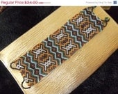Handmade Beaded Wide Bracelet Brown & Green
