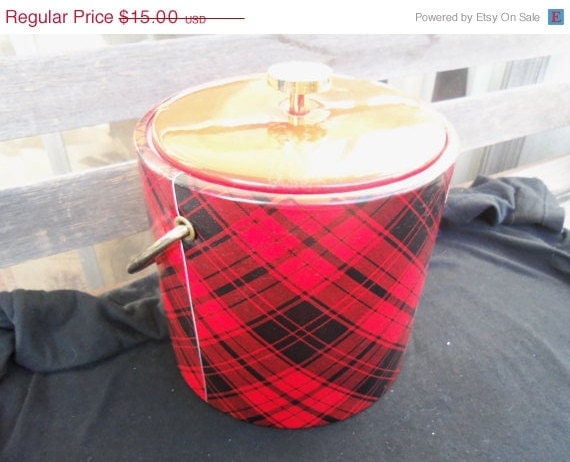 Rockabilly Red Ice Bucket Vintage Home Decor Housewares Party Tableware Dinnerware 1960's Man Cave Barware