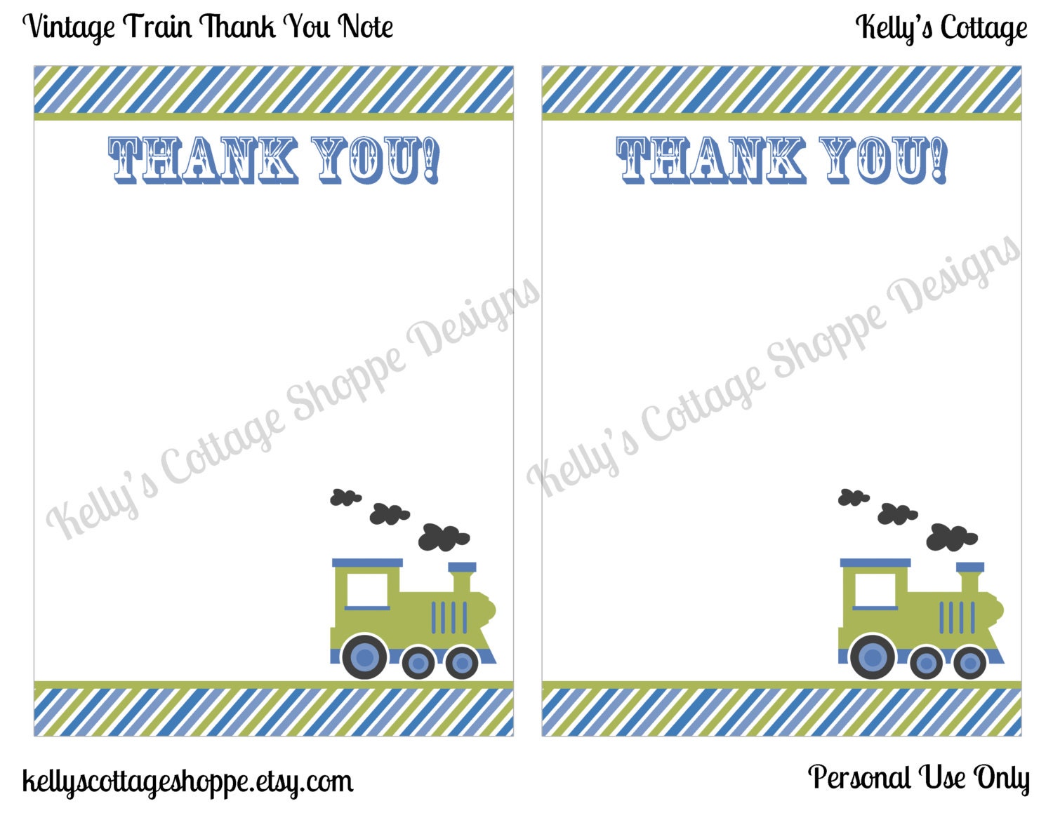 Instant Download Vintage Train Birthday Party Thank You Notes (5x7) Il_170x135